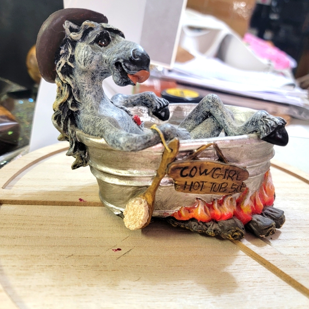 Cowgirl Hot Tub Horse Figurine Funny Western Ranch Décor